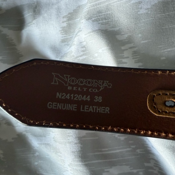 Nocona Brown Leather Belt with Intricate Silver Buckle - Picture 3 of 5
